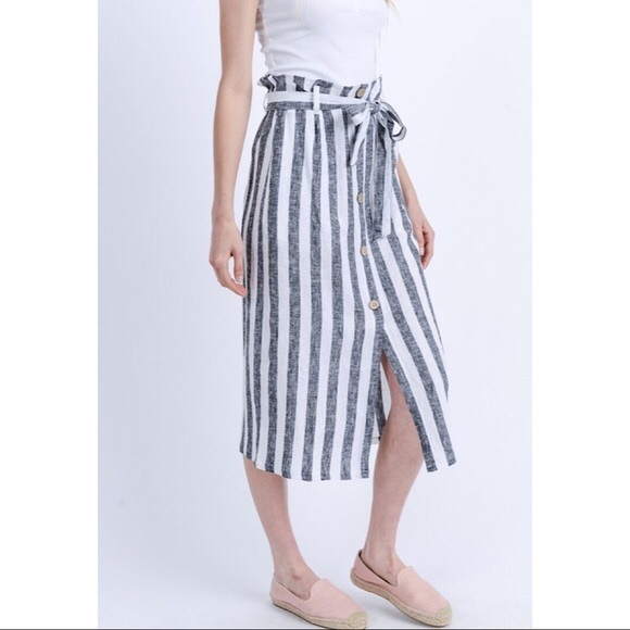 Striped Linen Midi Skirt - Picture 6 of 8